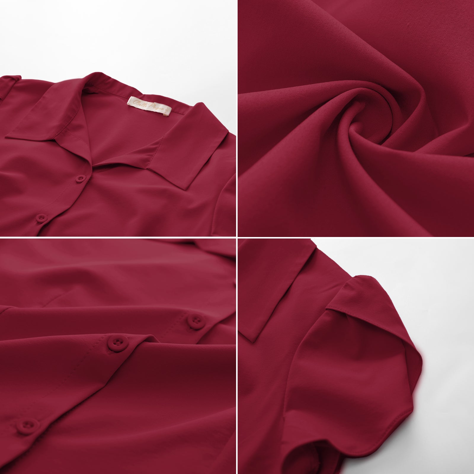 belle poque Business Casual Shirts Tops Summer Button Blouse for Women