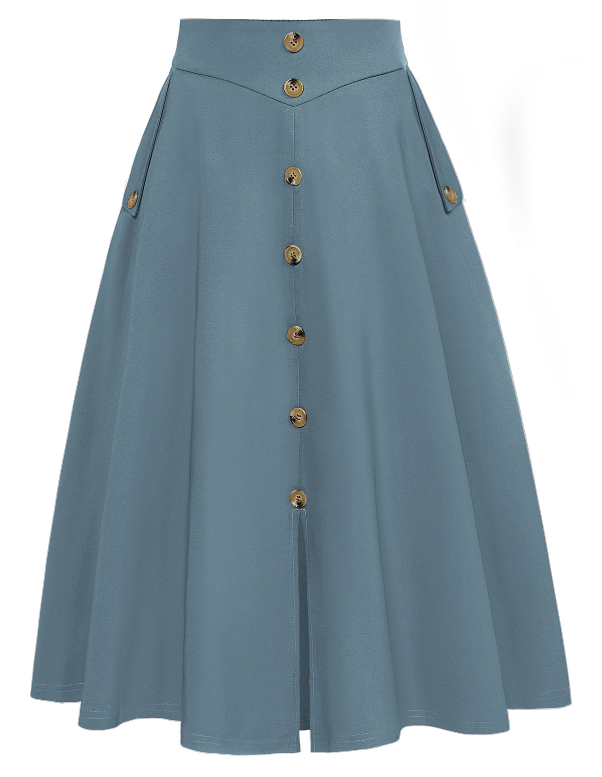 belle poque Vintage A-Line Skirt Midi Skirt Casual Skirt High Waisted Midi Party Skirt Basic A-Line Skirt Blue grey