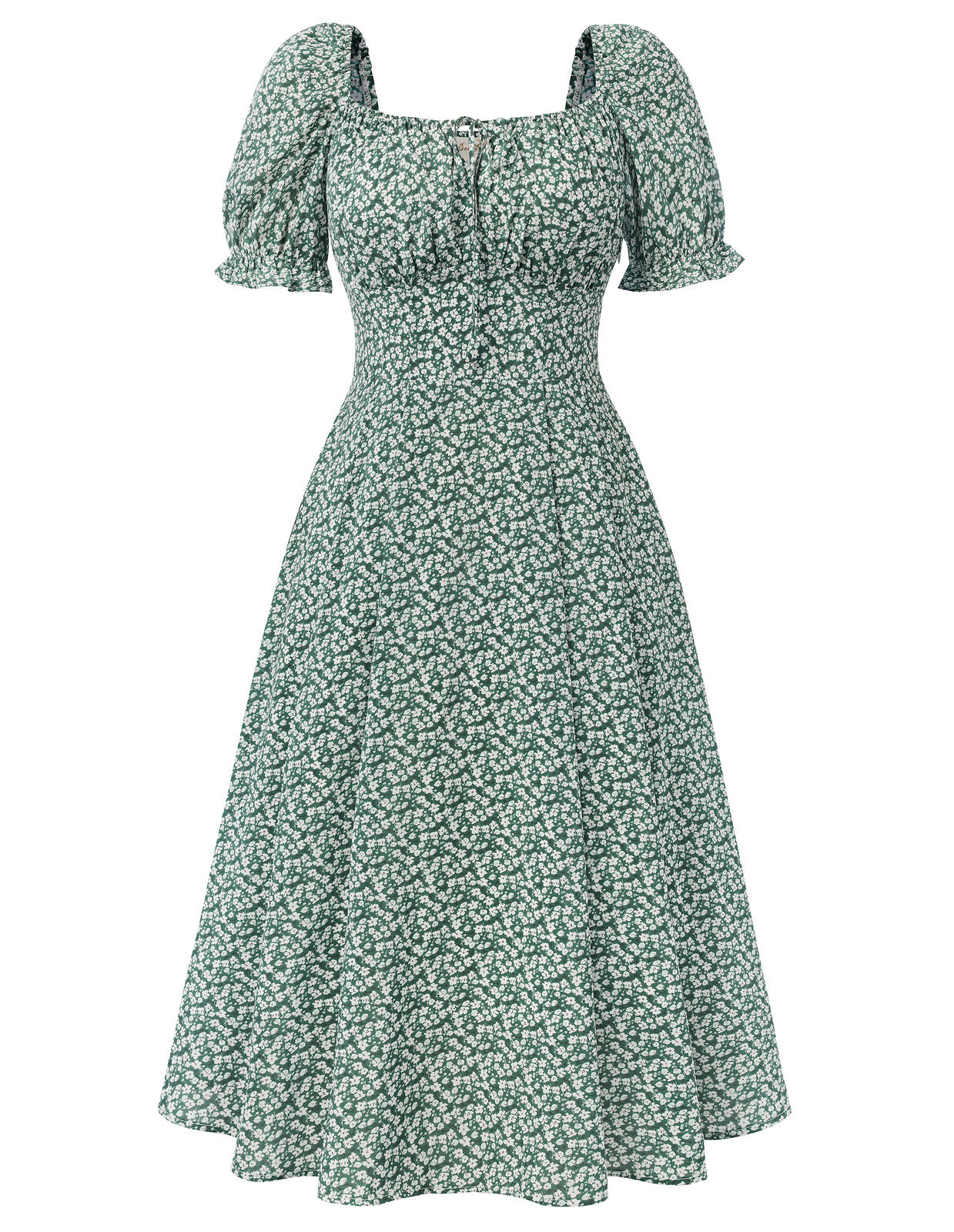 belle poque 2026 Spring Summer Sundress Vintage Cottagecore Dress with Pocket Dark Green