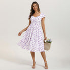 belle poque Women's Sweatheart Floral Dress 2026 Spring Ruched Midi Garden Party Dress