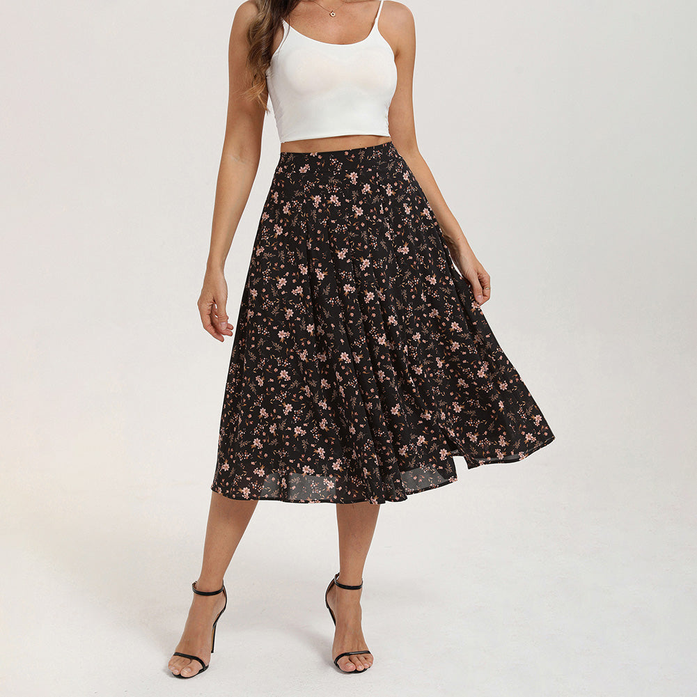 belle poque Women's Spring Summer 2026 Midi Skirts with Slit Flowy A-Line Skirt with Pockets