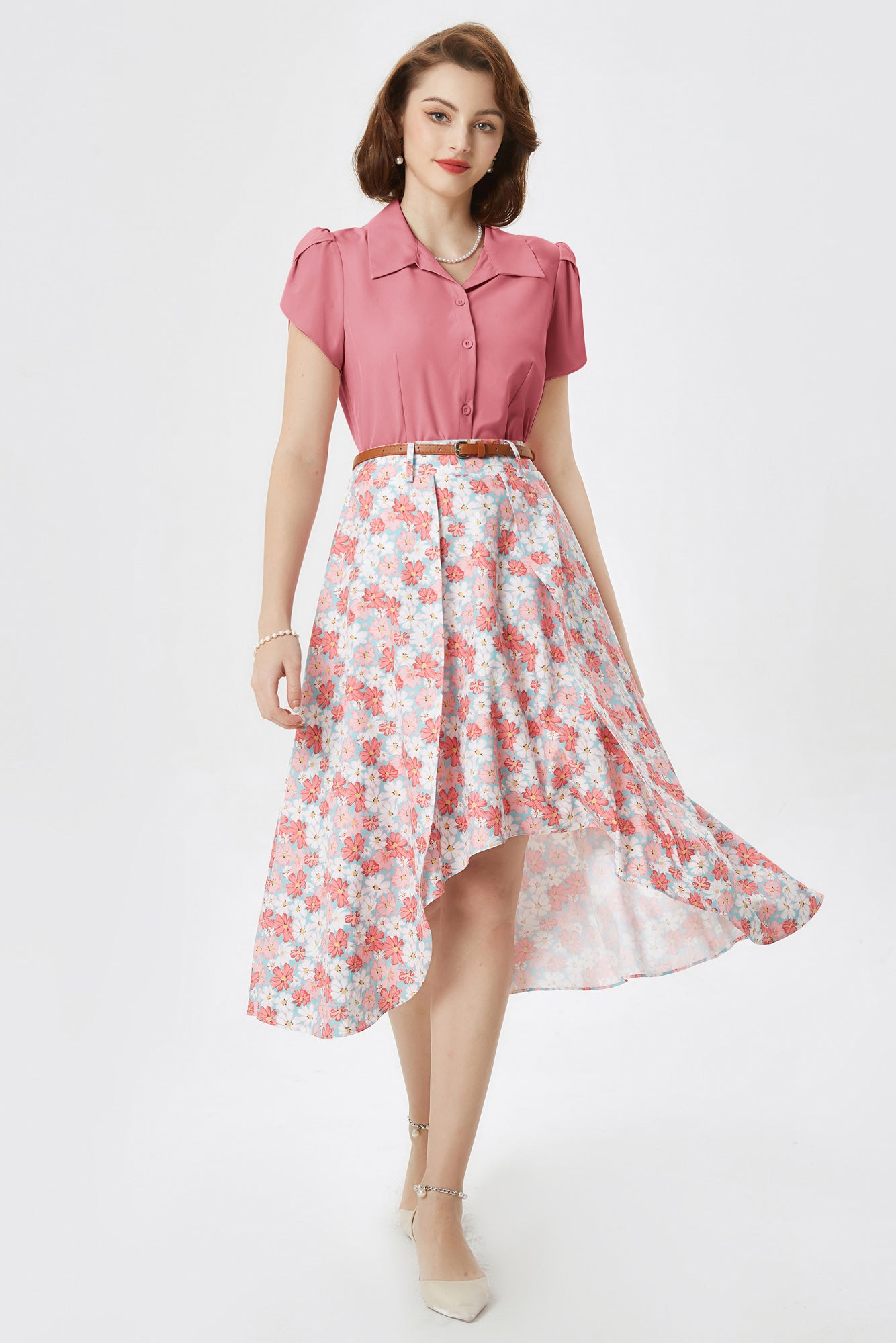 belle poque Business Casual Shirts Tops Summer Button Blouse for Women