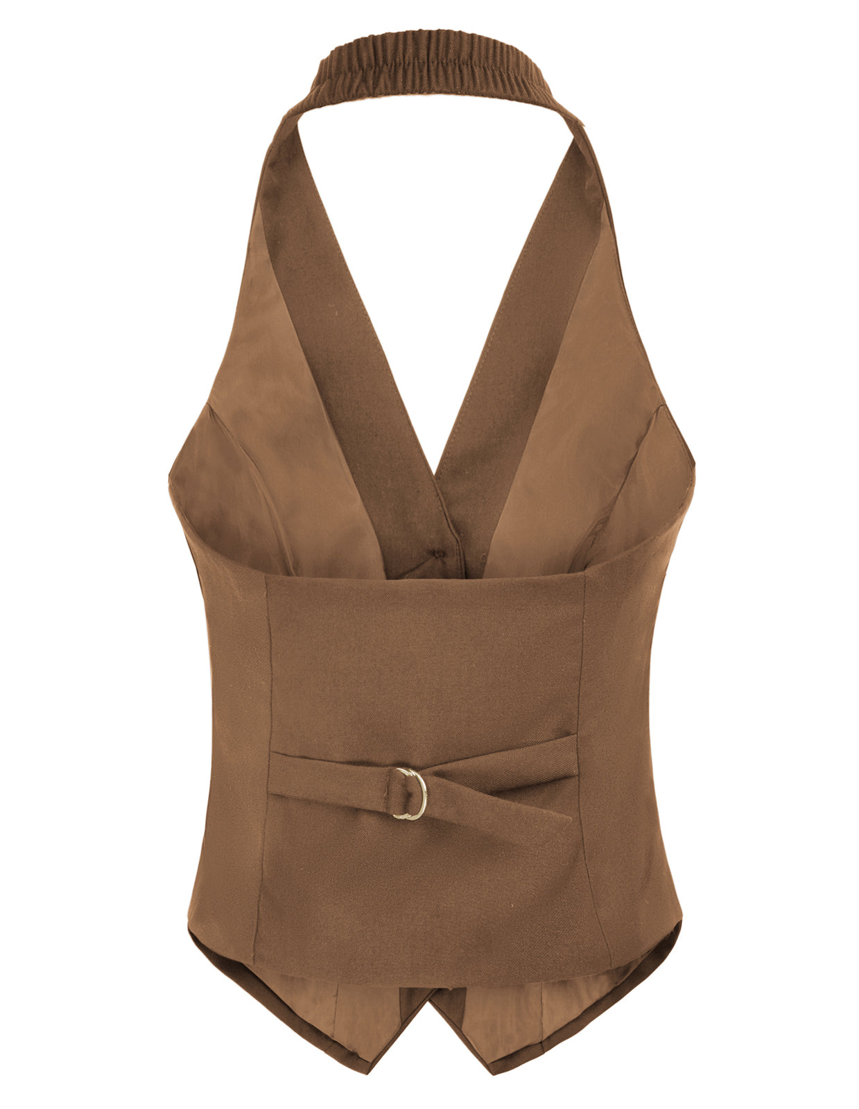 belle poque Seckill Offer⌛Solid Color Halter V-Neck Single Breasted Handkerchief Vest