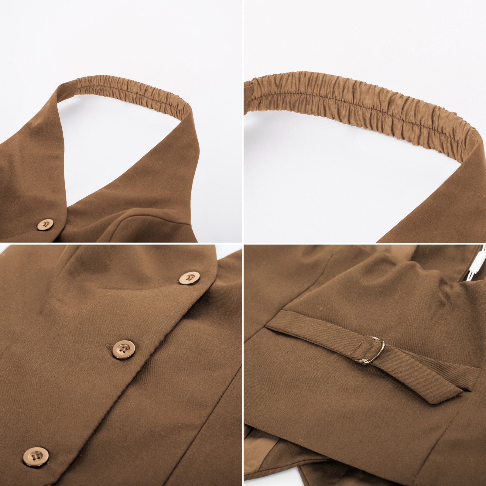 belle poque Seckill Offer⌛Solid Color Halter V-Neck Single Breasted Handkerchief Vest