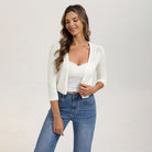 belle poque Women's Lace Cardigan Lightweight 3/4 Sleeve Button Down Cardigans