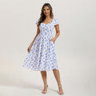 belle poque Women's Sweatheart Floral Dress 2026 Spring Ruched Midi Garden Party Dress