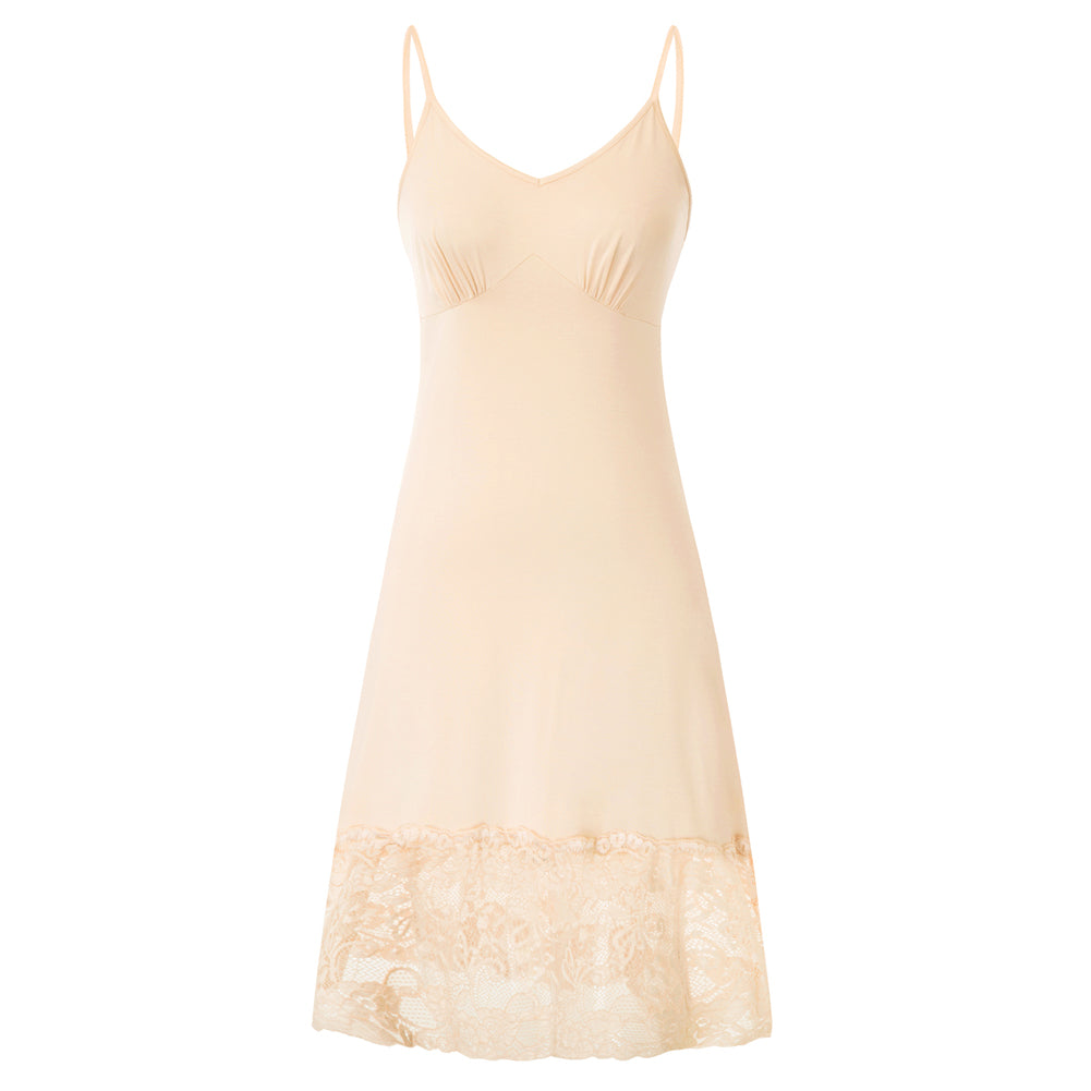 belle poque Lace Full Slips for Women Under Dresses Simple Dress Sleep Cami Dress Apricot