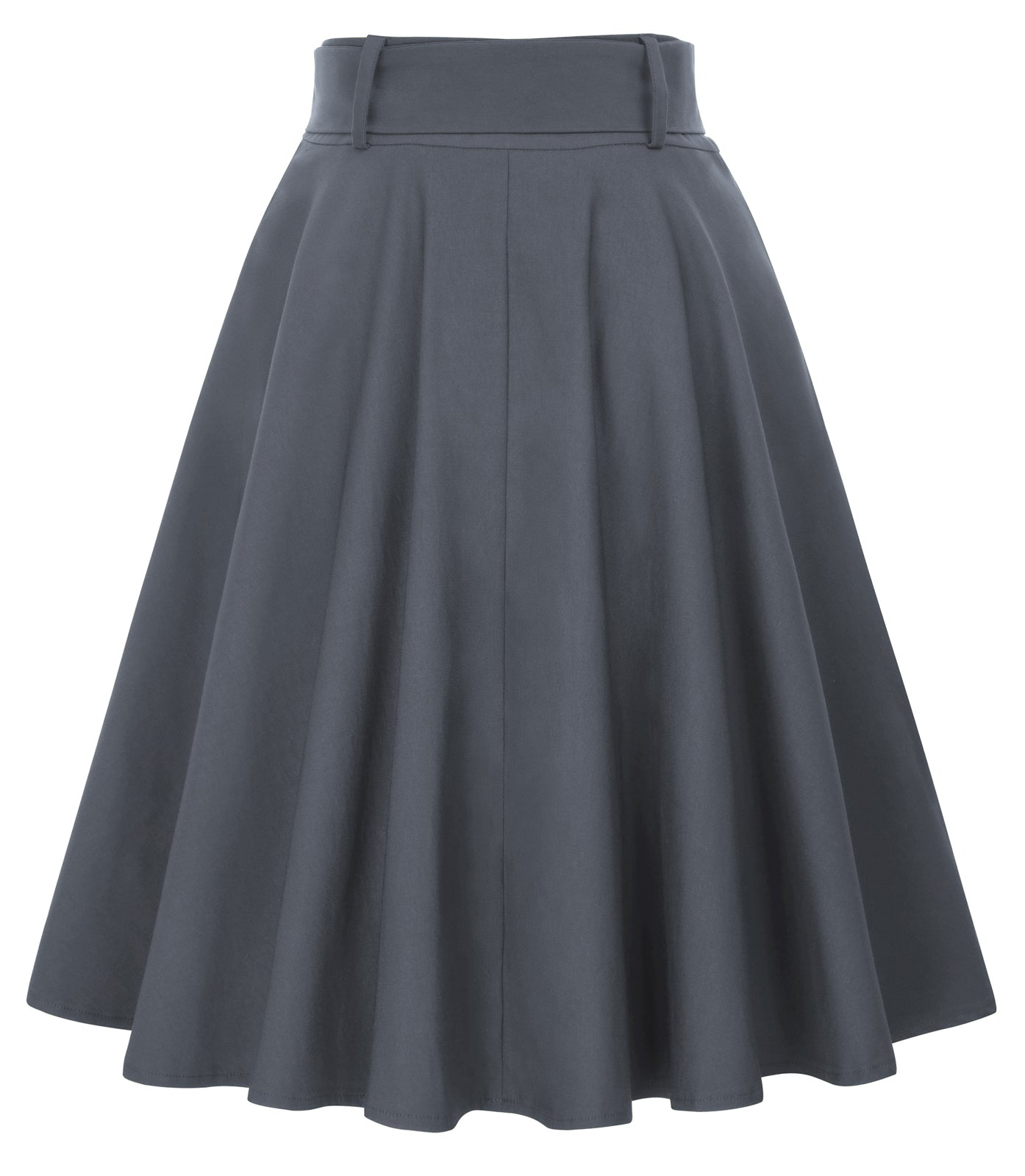 belle poque Vintage Stretch High Waist A-Line Flared Midi Skirts with Pockets & Belts