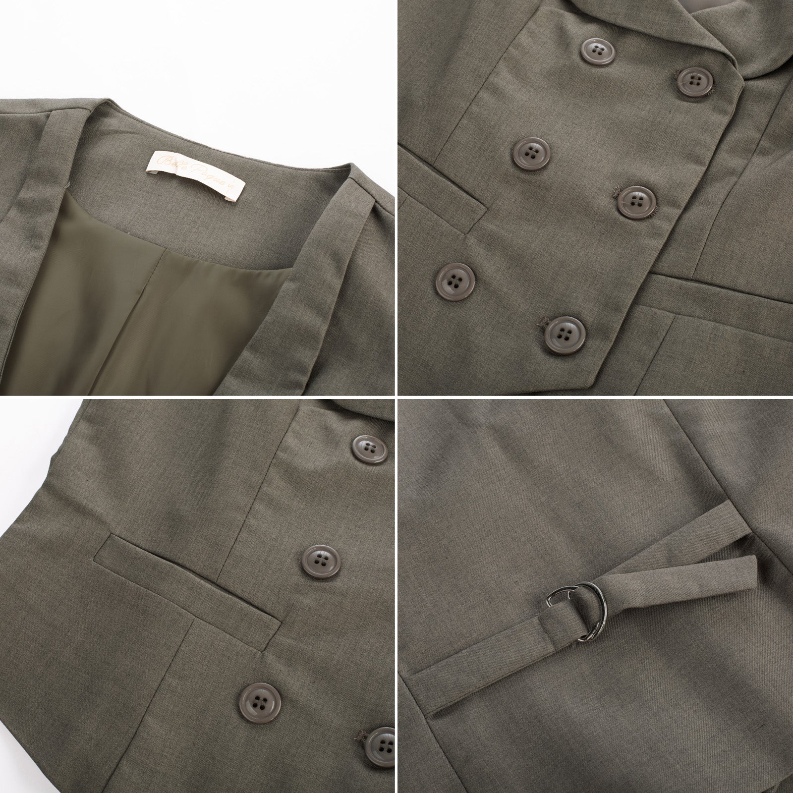 belle poque Double Breasted Waistcoat Vintage Lapel Collar Vest Coat with 2 Pockets