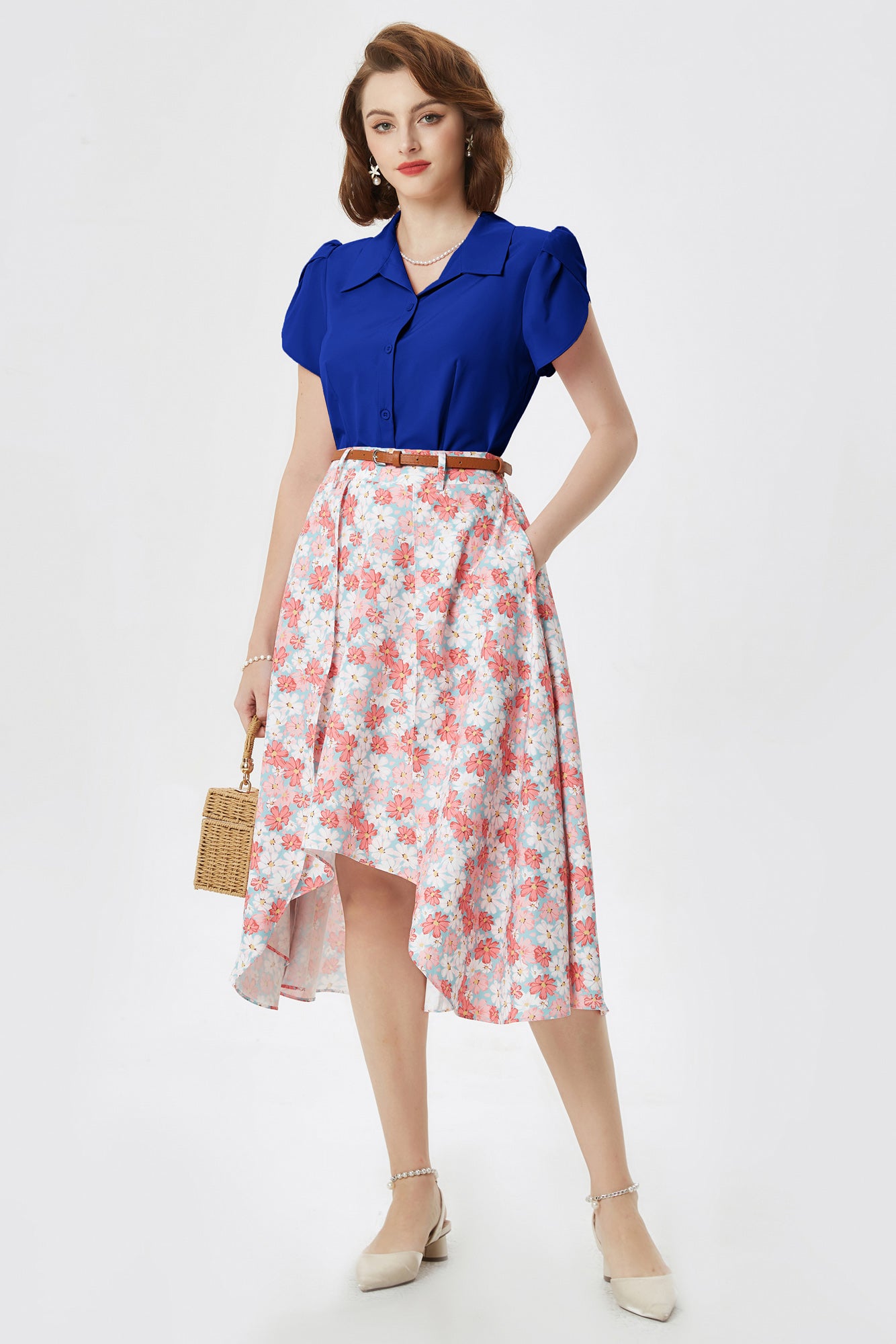 belle poque Business Casual Shirts Tops Summer Button Blouse for Women