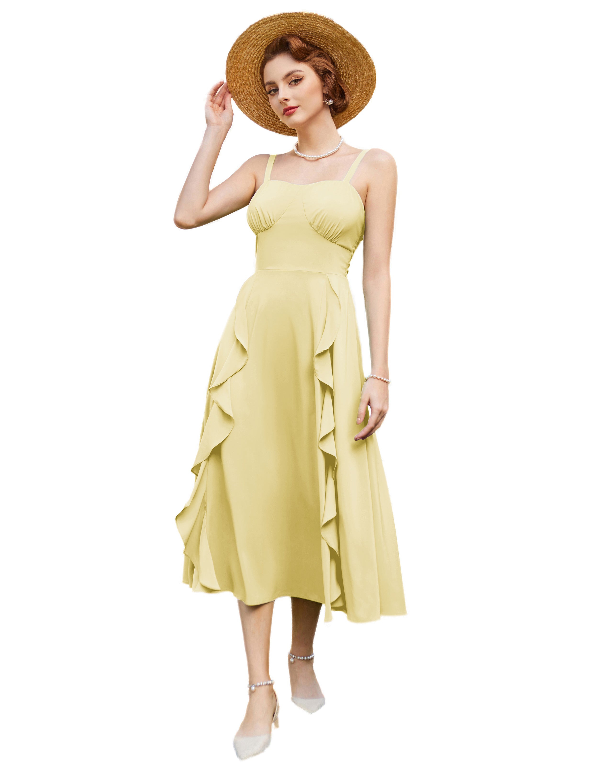 belle poque Sun Slip Dresses for Women Boho Maxi Dresses Casual Spaghetti Ruffle Dress