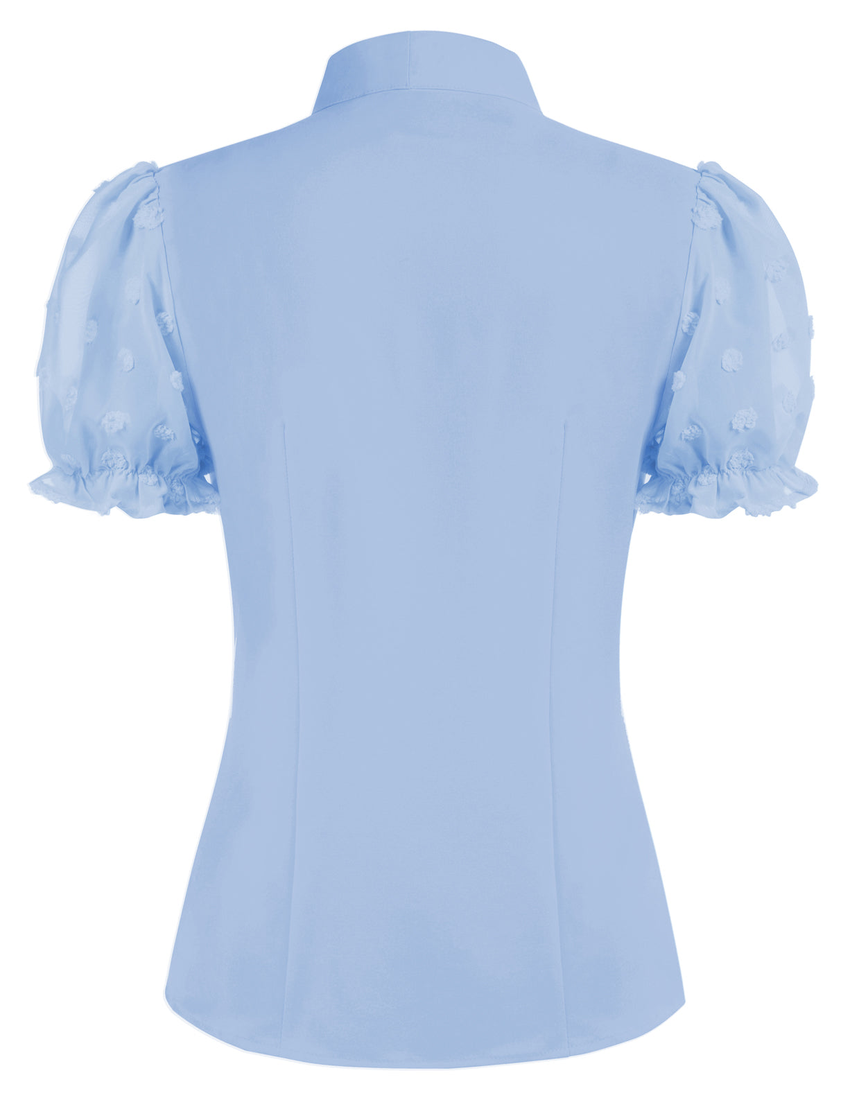 belle poque Bow-Knot Decorated Shirt Short Sleeve Stand Collar Tops