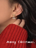 belle poque Luxury Bow Zirconia Bell Earrings