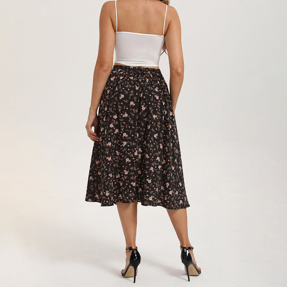 belle poque Women's Spring Summer 2026 Midi Skirts with Slit Flowy A-Line Skirt with Pockets