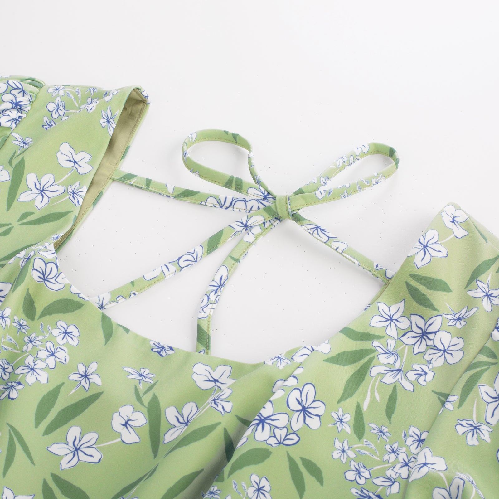 belle poque Vintage Daisy Flower Print Cottagecore Cocktail Dresses Square Neck Puff Sleeve Dress with Pockets