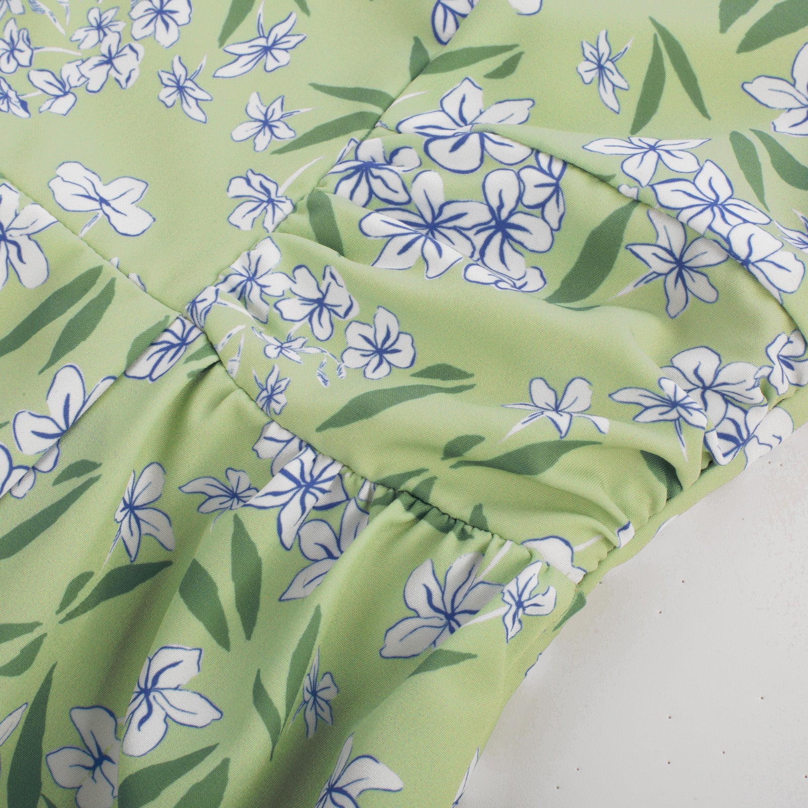 belle poque Vintage Daisy Flower Print Cottagecore Cocktail Dresses Square Neck Puff Sleeve Dress with Pockets