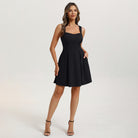 belle poque Valentine's Day Hot Sale🔥 Women's Dress with Pockets Short Bow Cocktail Party Dresses