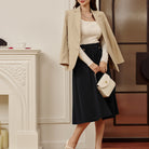 belle poque Women Vintage Swing Skirt Elastic Waist Mid-Calf Length A-Line Skirt