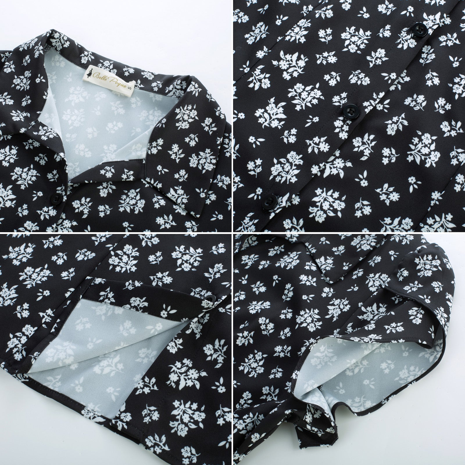 belle poque Business Casual Shirts Tops Summer Button Blouse for Women