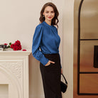 belle poque Womens Long Sleeve Satin Blouse Dressy Casual Business Tops Shirts for Office Work