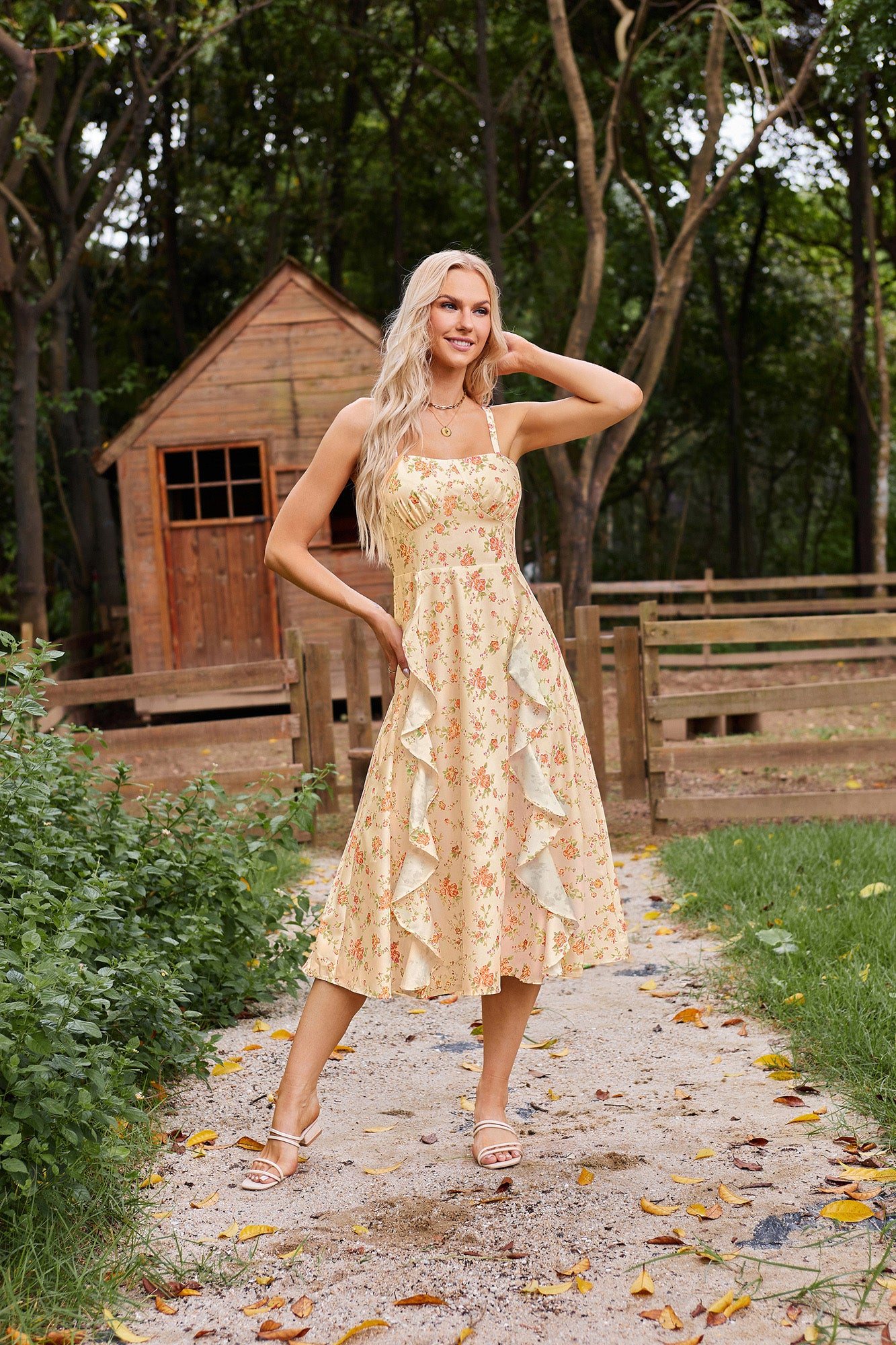 belle poque Sun Slip Dresses for Women Boho Maxi Dresses Casual Spaghetti Ruffle Dress