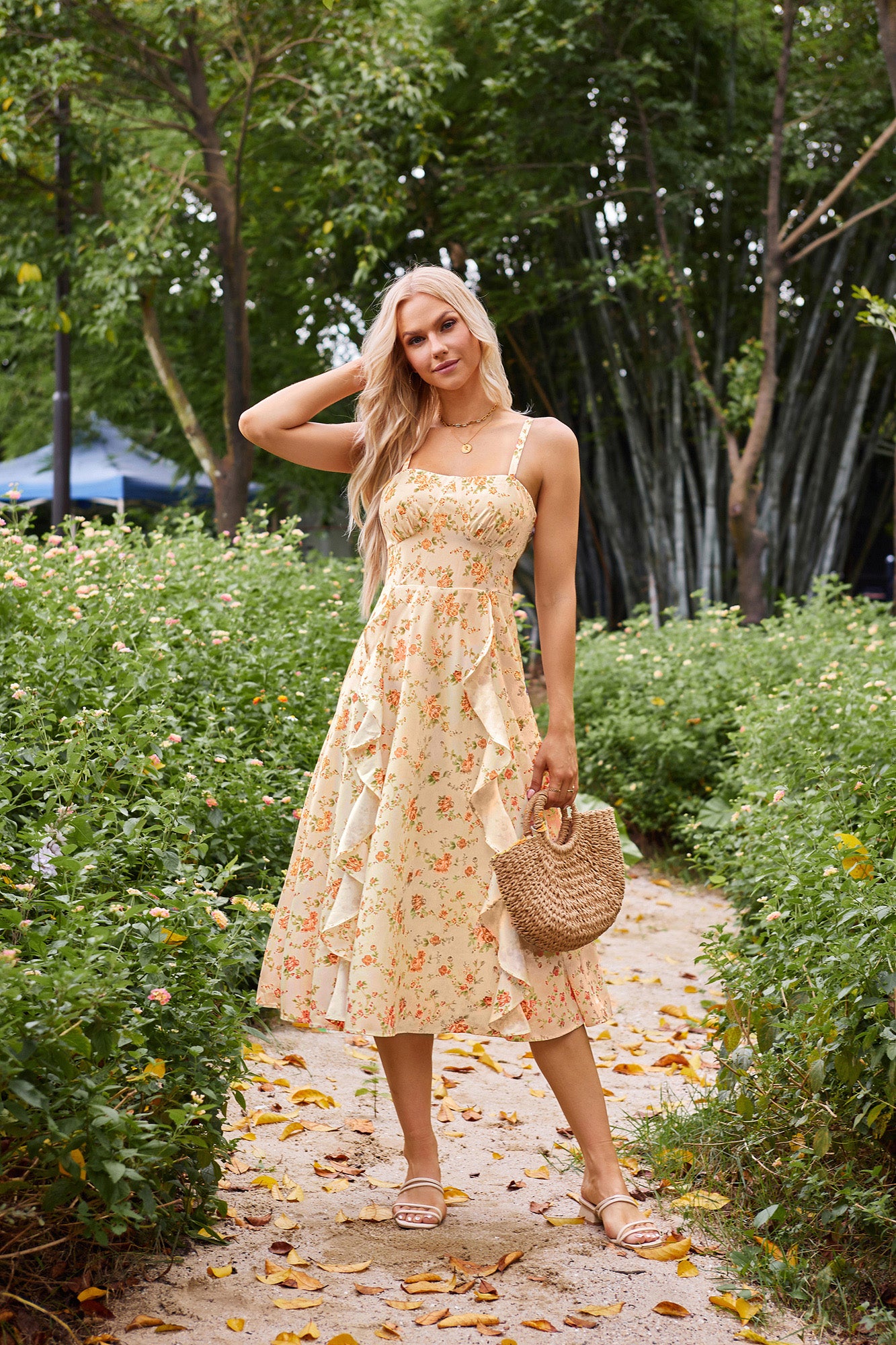 belle poque Sun Slip Dresses for Women Boho Maxi Dresses Casual Spaghetti Ruffle Dress