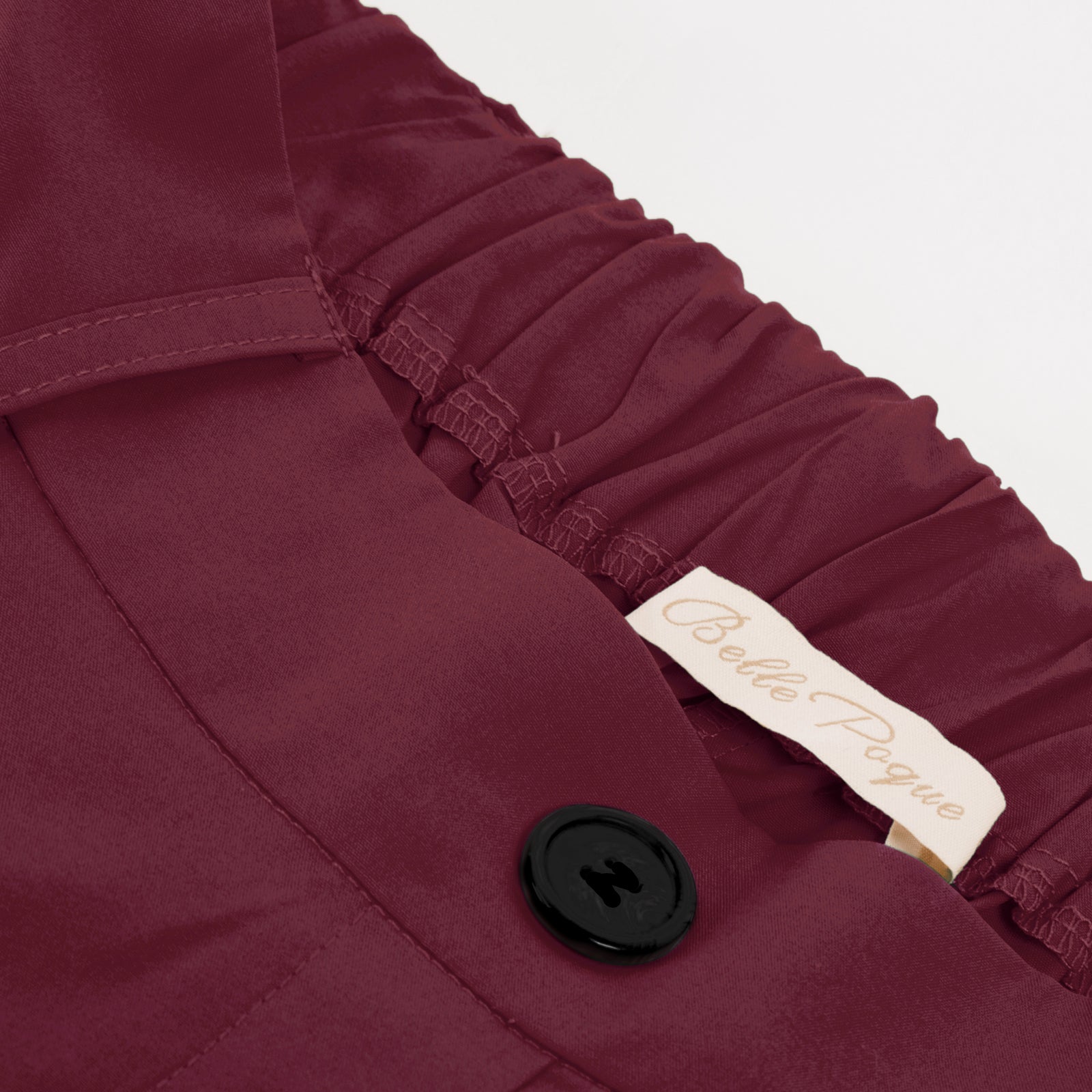 belle poque Swing Skirt with Belt Elastic High Waist Buttons Decorated Skirt