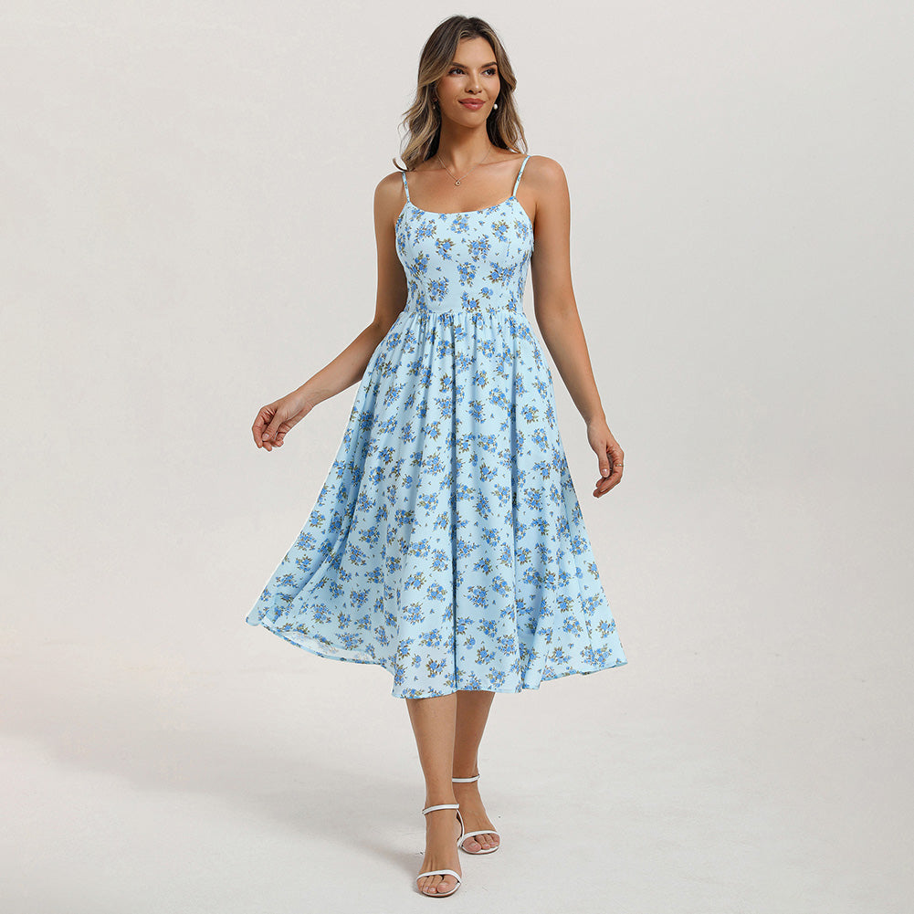 belle poque Floral Dress for Women 2026 Summer Sleeveless Midi A-line Beach Sundresses