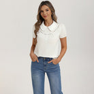 belle poque 2026 Puff Sleeve Cotton Blouses for Women Peter Pan Collar Dressy Work Shirts