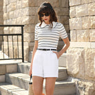 belle poque 2026 Women Vintage Cotton Shorts Wide Leg Shorts with Pockets