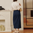 belle poque Women Cargo Skirt Long Pencil Skirt High Wiasted Skirts with Pockets & Slit