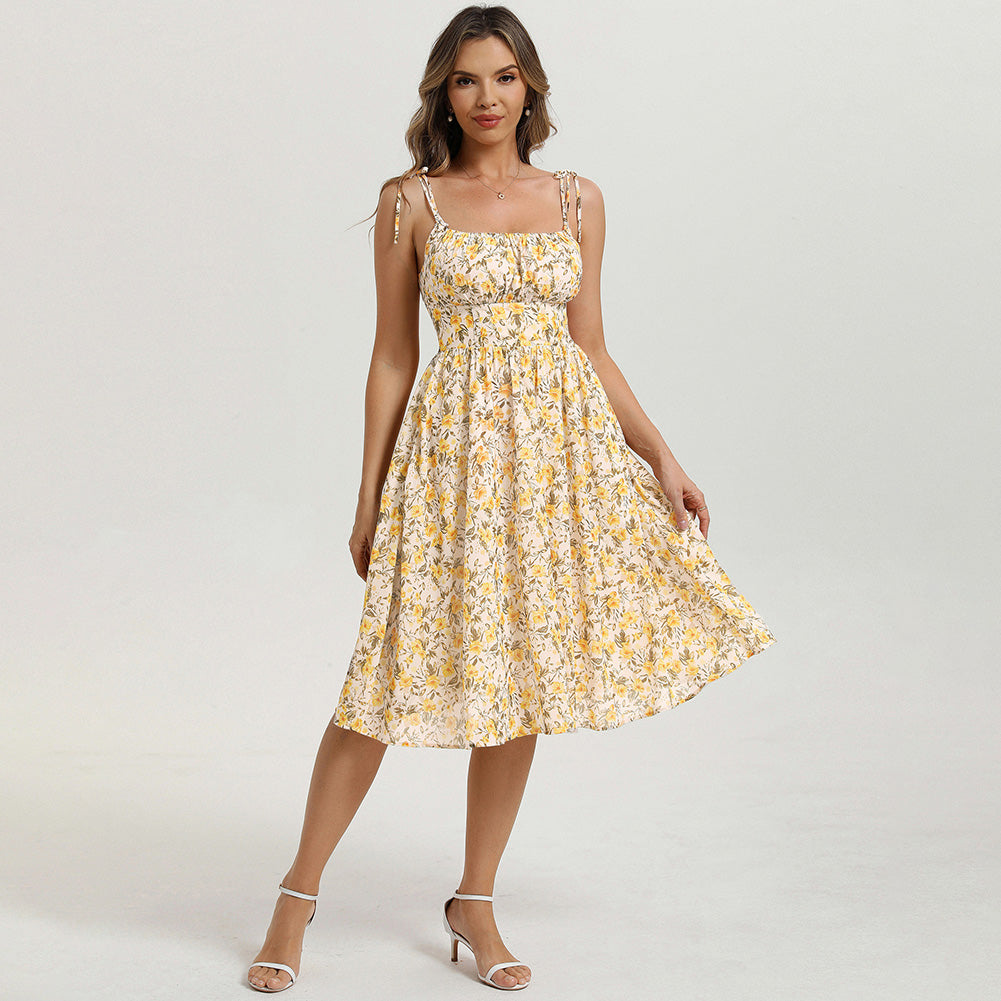 belle poque Floral Dress for Women Midi Sundress 2026 Summer Spring Casual Dresses with Pockets