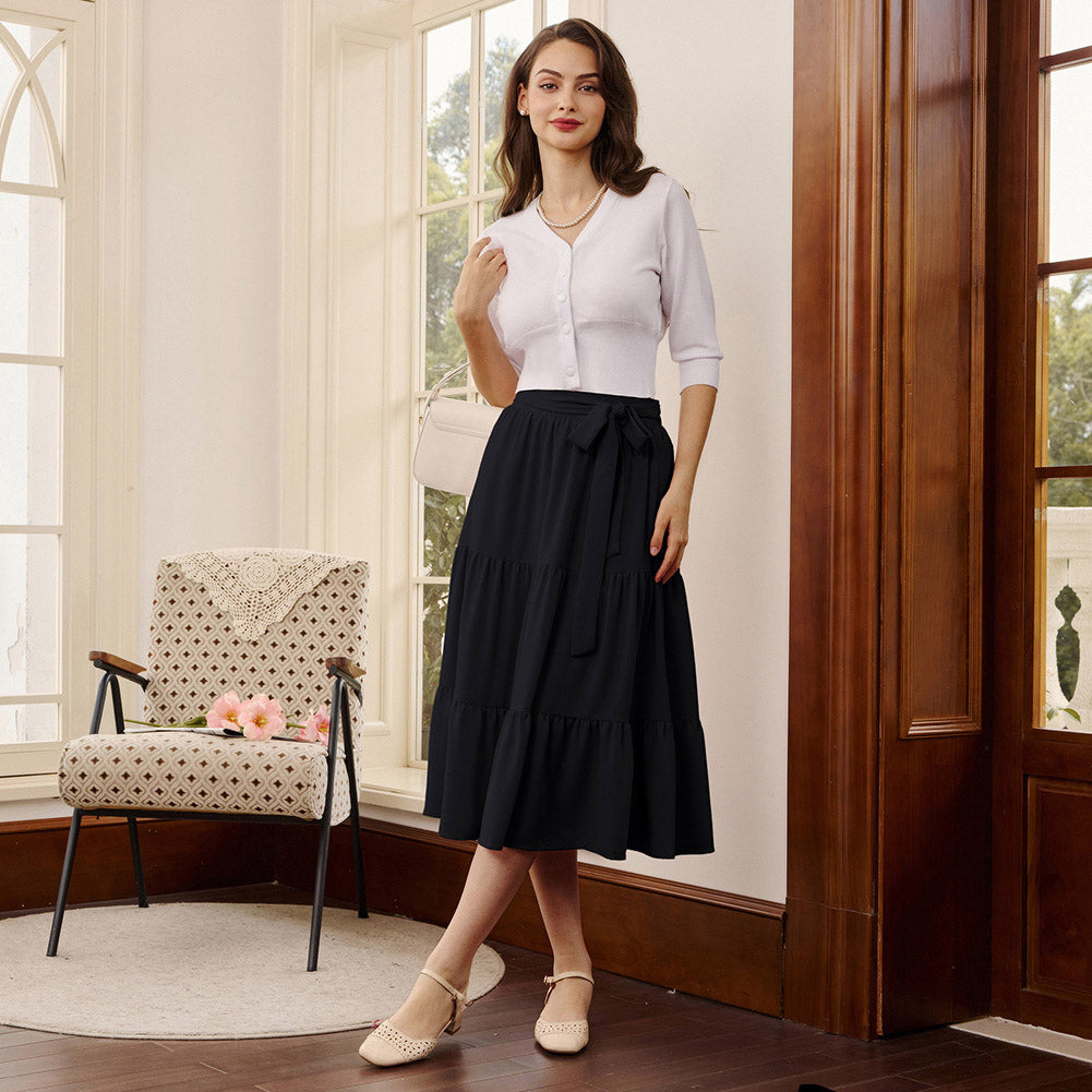 Midi Skirts Vintage Skirts With Pockets OBBUE Vintage Floral A