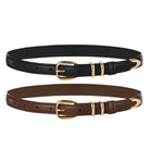 belle poque Women 2pcs Classic Buckle Waist Belt Ladies Polyurethane Leather Narrow Belt SET1