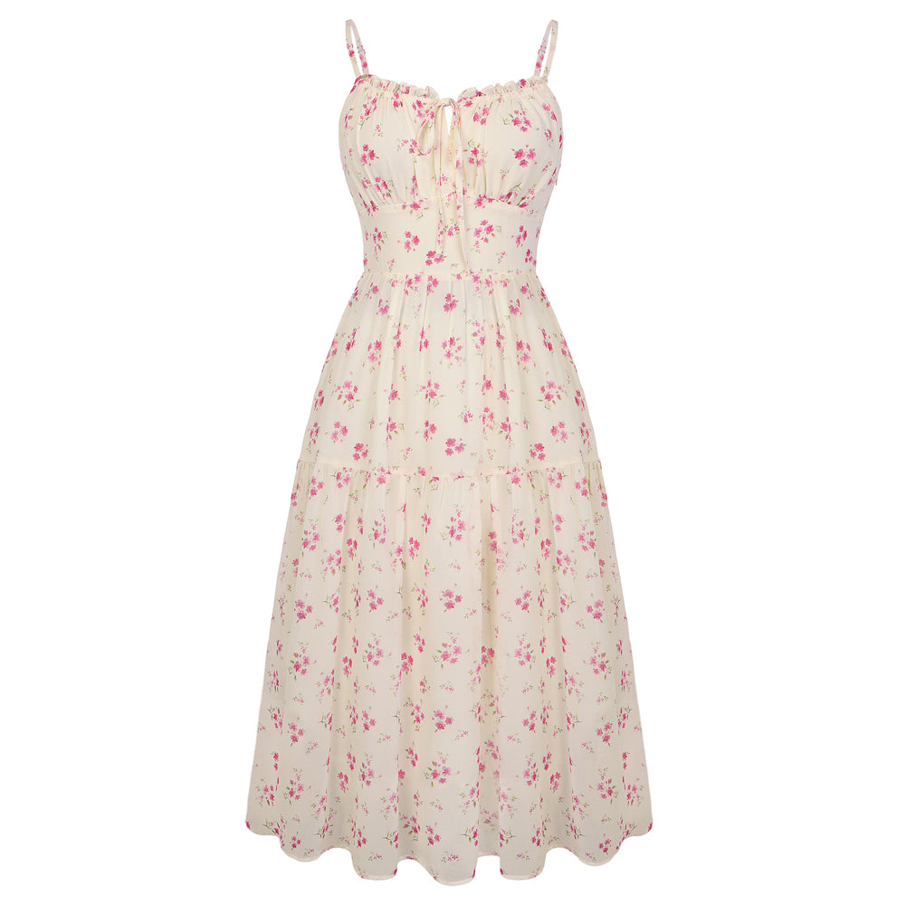 belle poque 2026 Spring Milkmaid Dress Wedding Guest Summer Midi Flowy Tea Party Dresses Pink