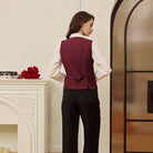 belle poque Women Handkerchief Hem Vest Coat Surplice V-Neck Slit Back Waistcoat