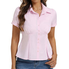 belle poque 2026 Womens Button Down Summer Cute Tops Blouses for Women Dressy Casual Pink