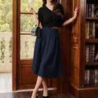 belle poque Women Vintage Swing Skirt Mid-Calf Length A-Line Skirt