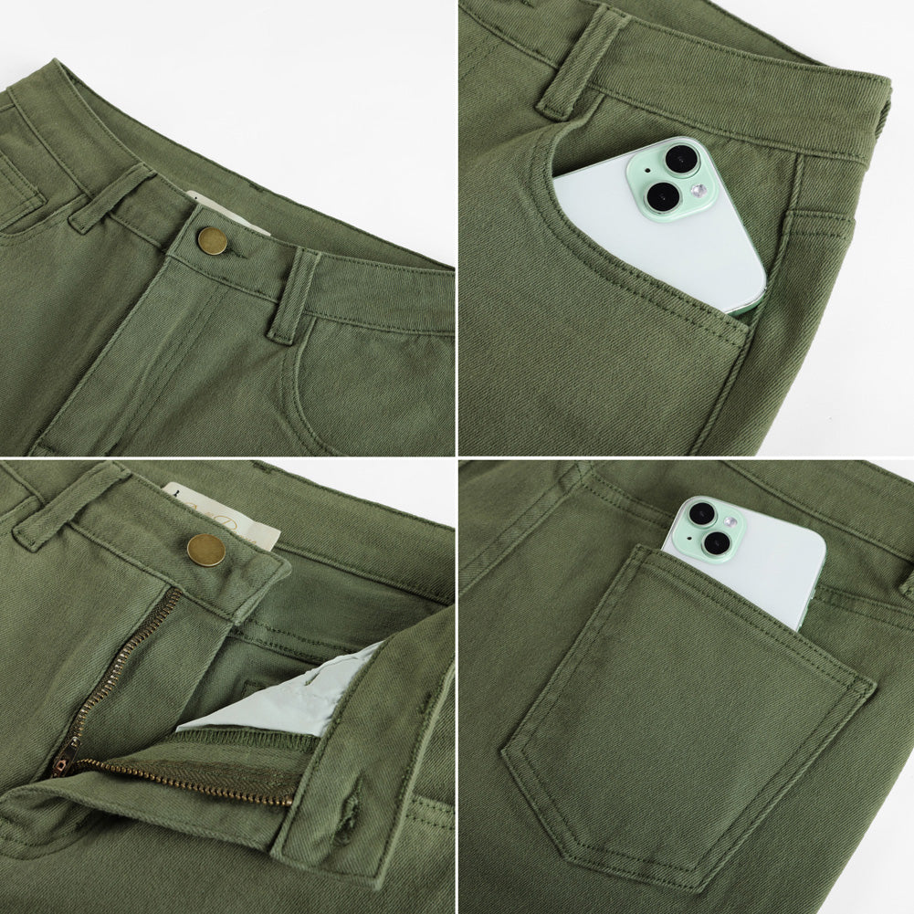 belle poque Women Wide Leg Jeans Mid Rise Straight Leg Ankle Jeans with Pockets