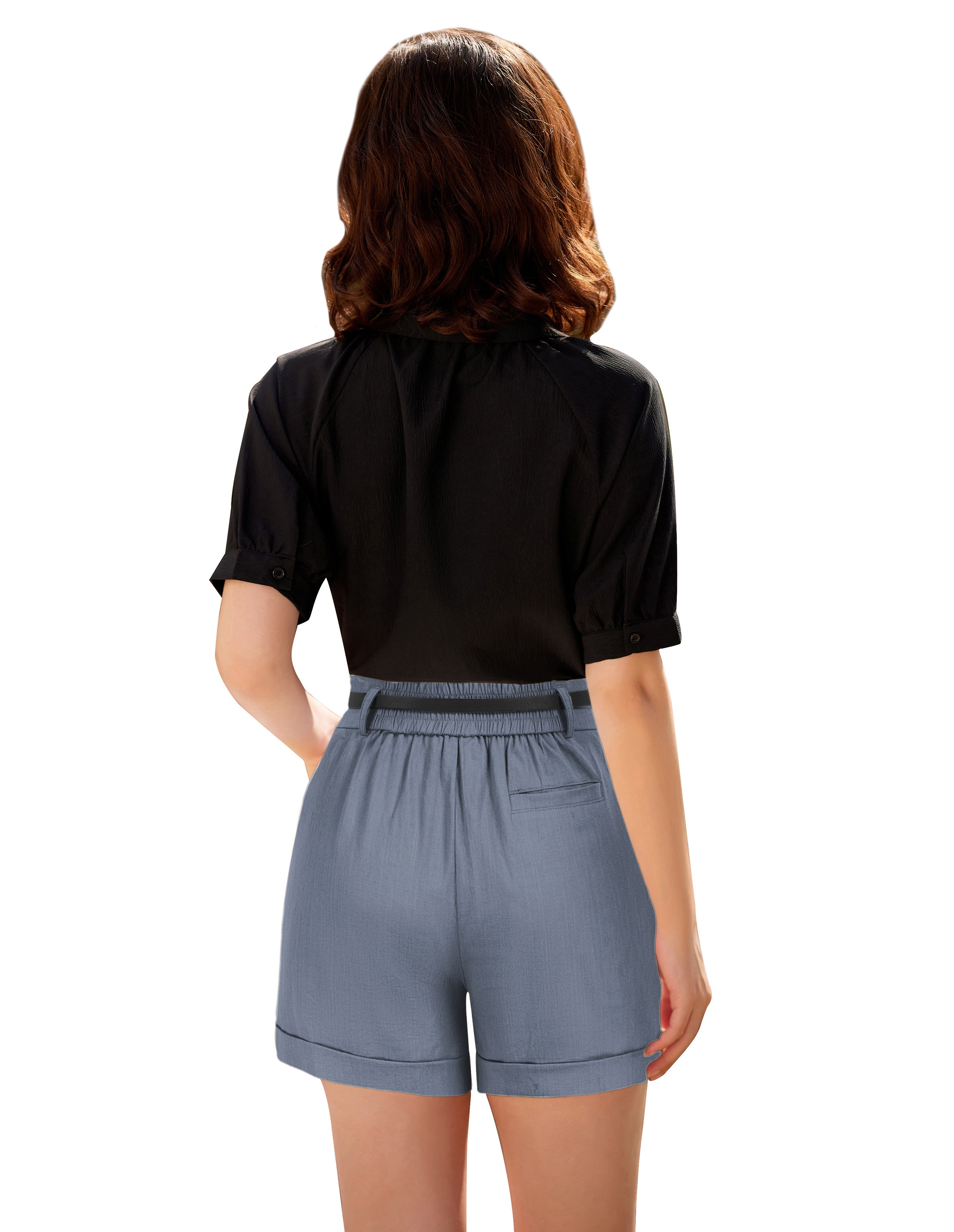 belle poque Women Bermuda Shorts with Pockets & Belts