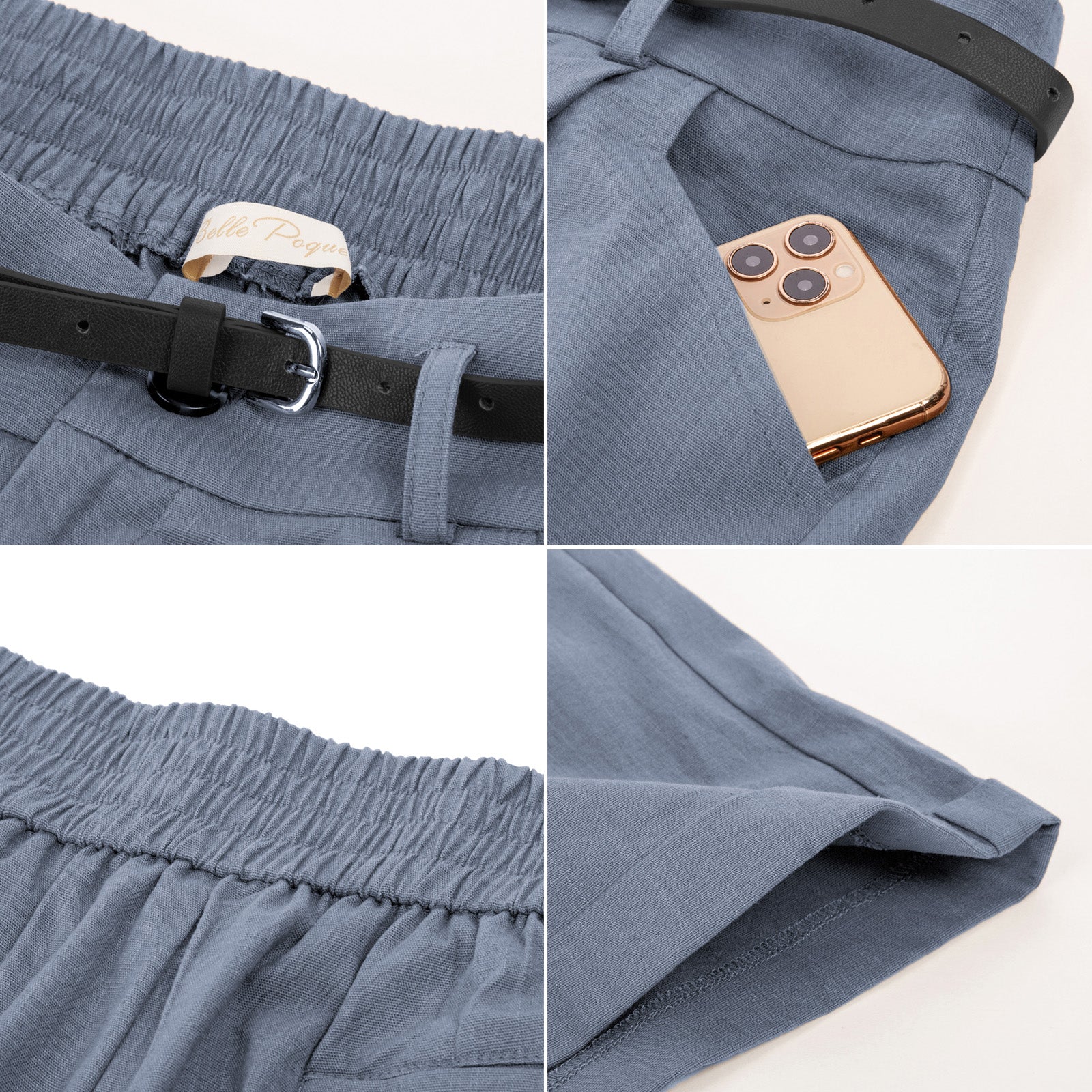 belle poque Women Bermuda Shorts with Pockets & Belts