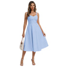 belle poque 1950s Vintage Gingham Dress for Women Sweetheart Neckline Dresses with Pockets