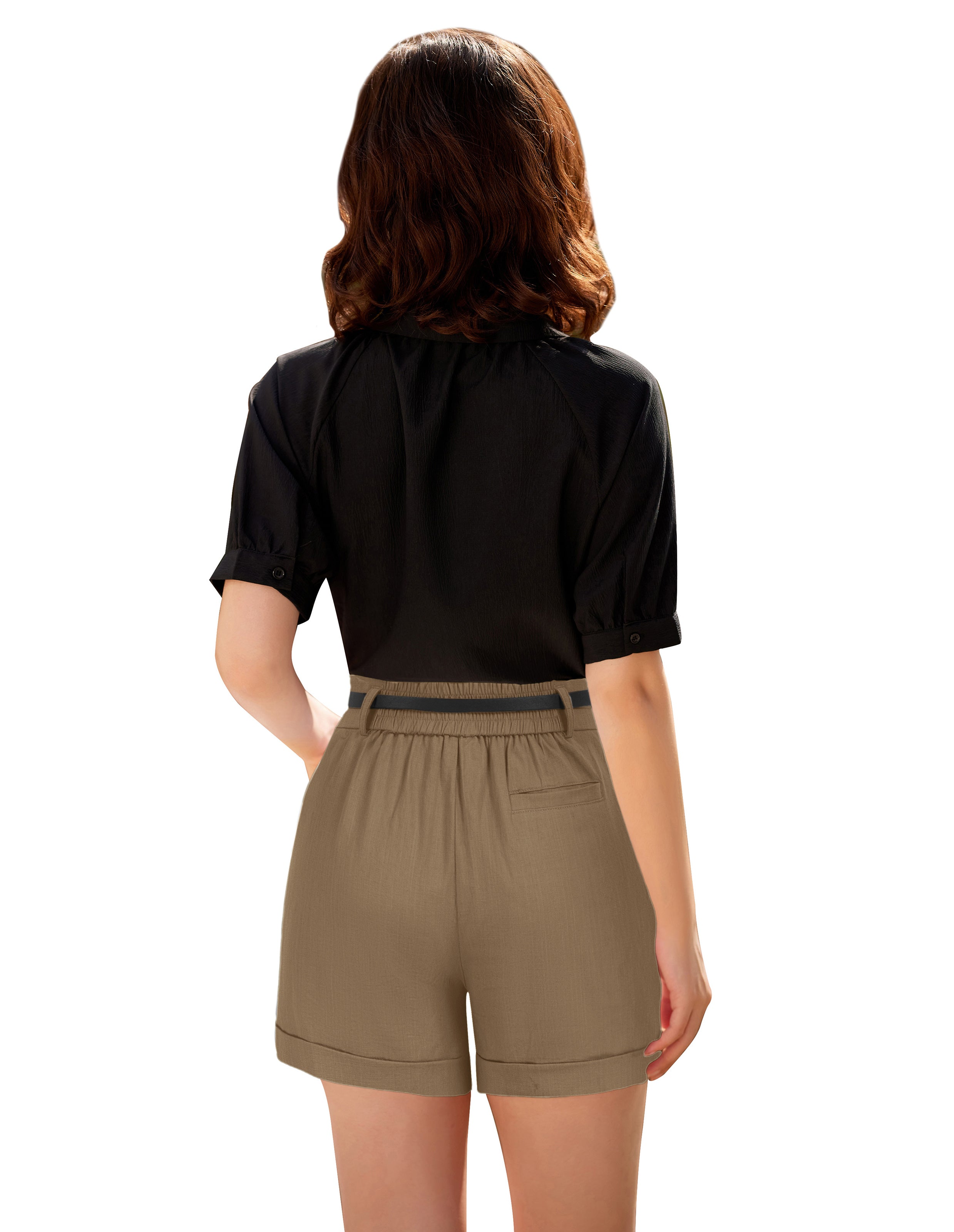 belle poque Women Bermuda Shorts with Pockets & Belts