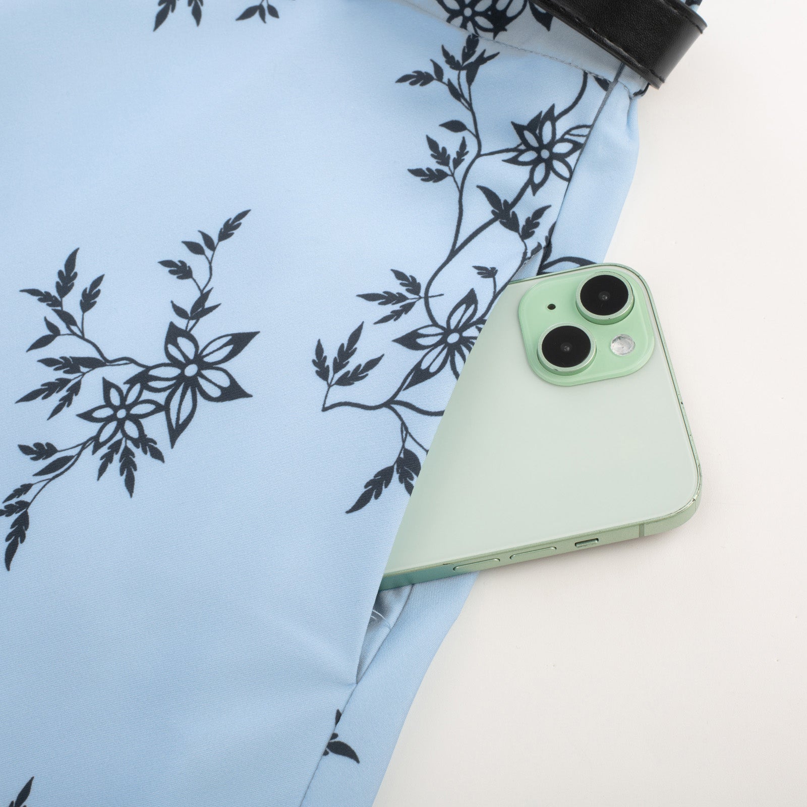 belle poque Swing Skirt with Belt Elastic High Waist Buttons Decorated Skirt