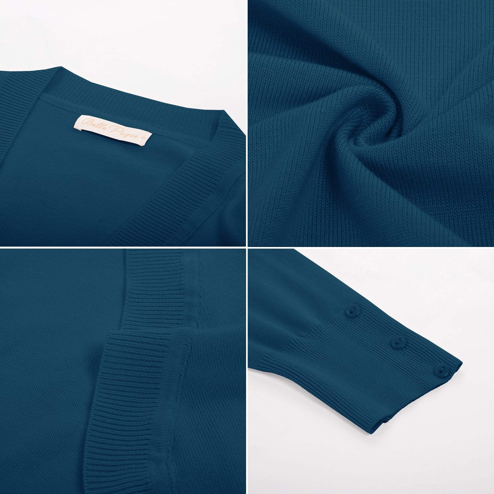 belle poque 3/4 Sleeve Bolero Shrug Open Front Knit Cropped Cardigan Sweater