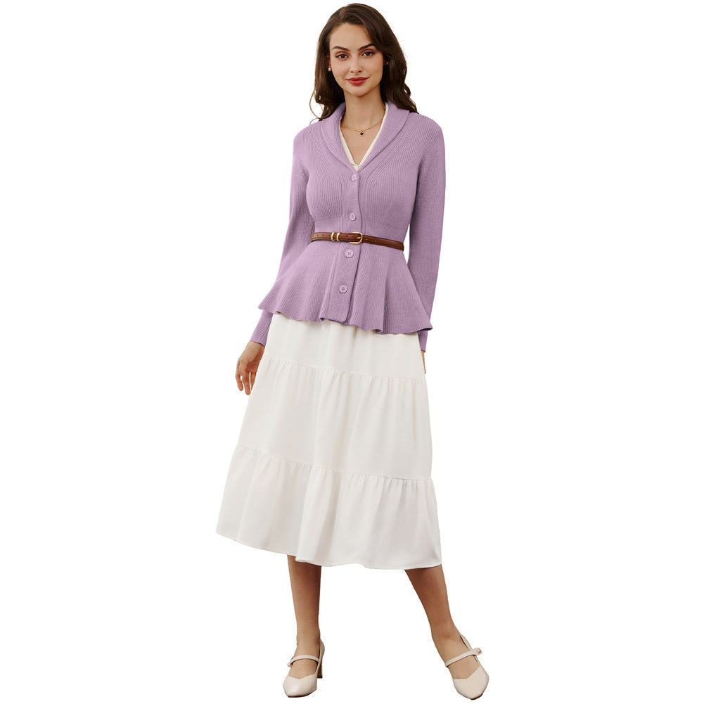 belle poque Vintage Cardigan Sweater Shawl Lapel Button Down Sweater Outwear Coat