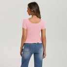 belle poque 2026 Spring Summer Cute Tops for Women Short Sleeve Crop Tops