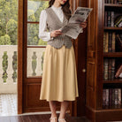 belle poque Women Vintage Swing Skirt Mid-Calf Length A-Line Skirt