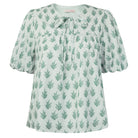 belle poque Floral Babydoll Tops for Women Puff Sleeve Tie Front Blouse Boho Tops Outfits Green