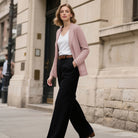 belle poque Vintage Cardigan Sweater Blazer V Neck Shawl Lapel Collar with Pockets